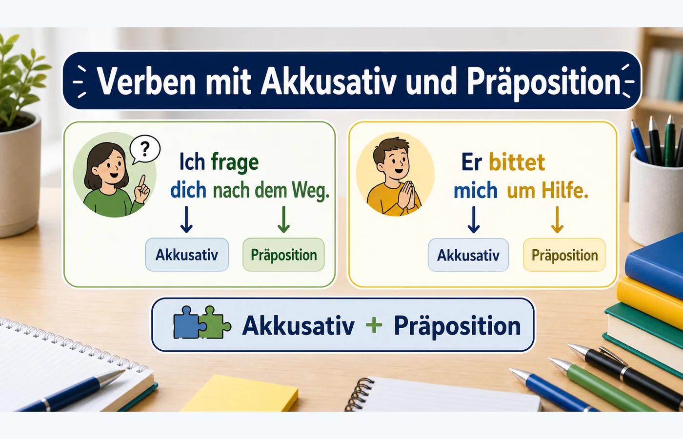 Verben mit Akkusativ und Präposition einfach erklärt