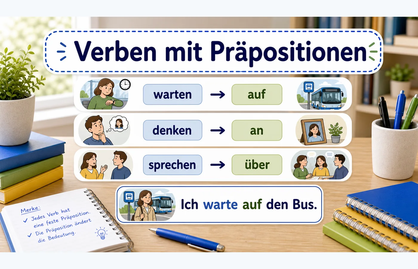 Verben mit Präpositionen einfach erklärt