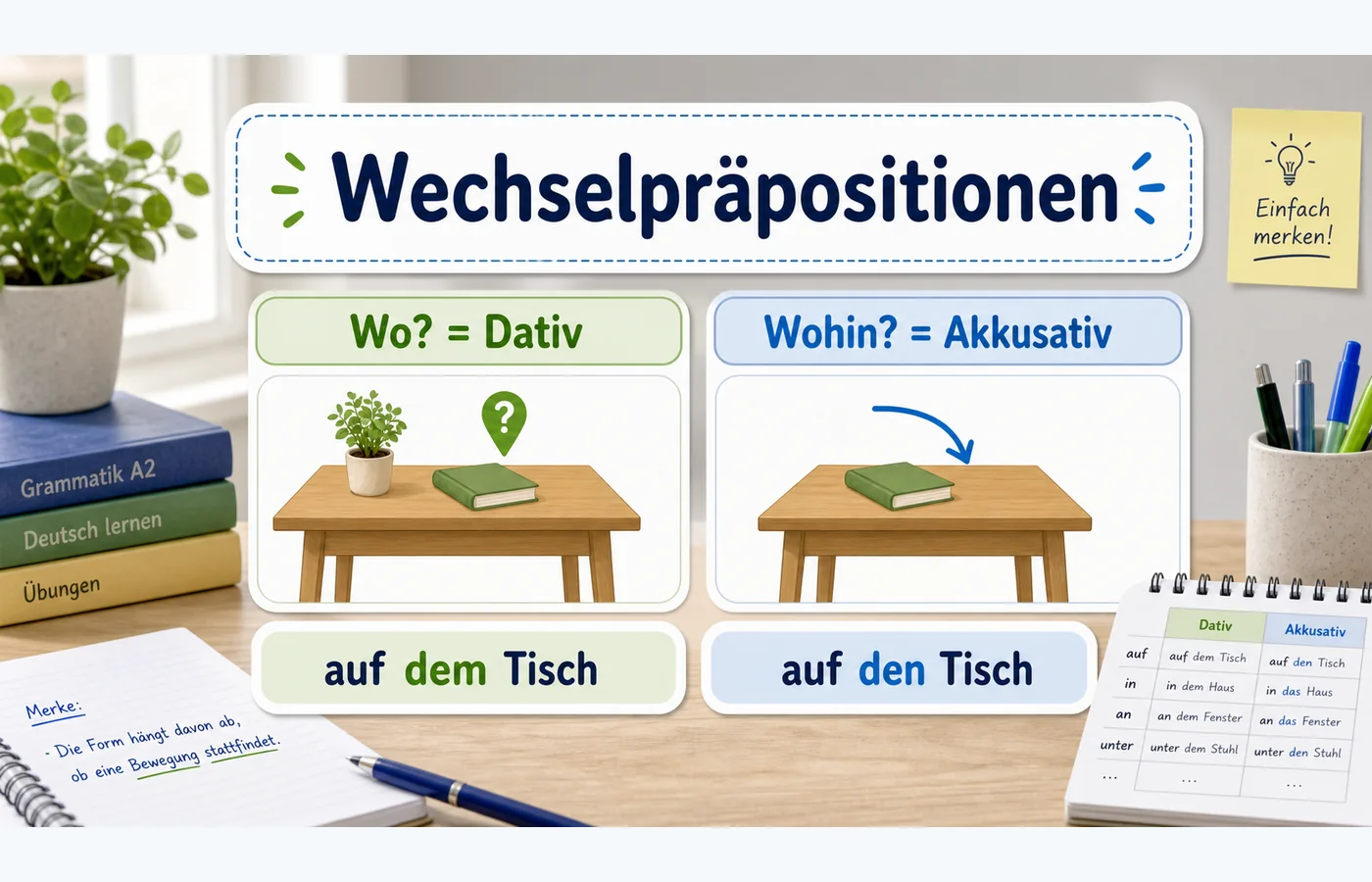 Wechselpräpositionen einfach erklärt