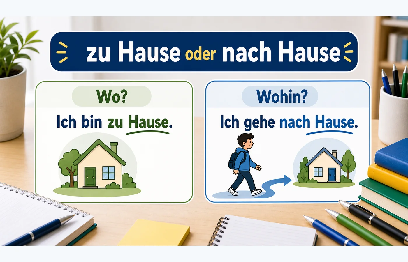 zu Hause oder nach Hause einfach erklärt