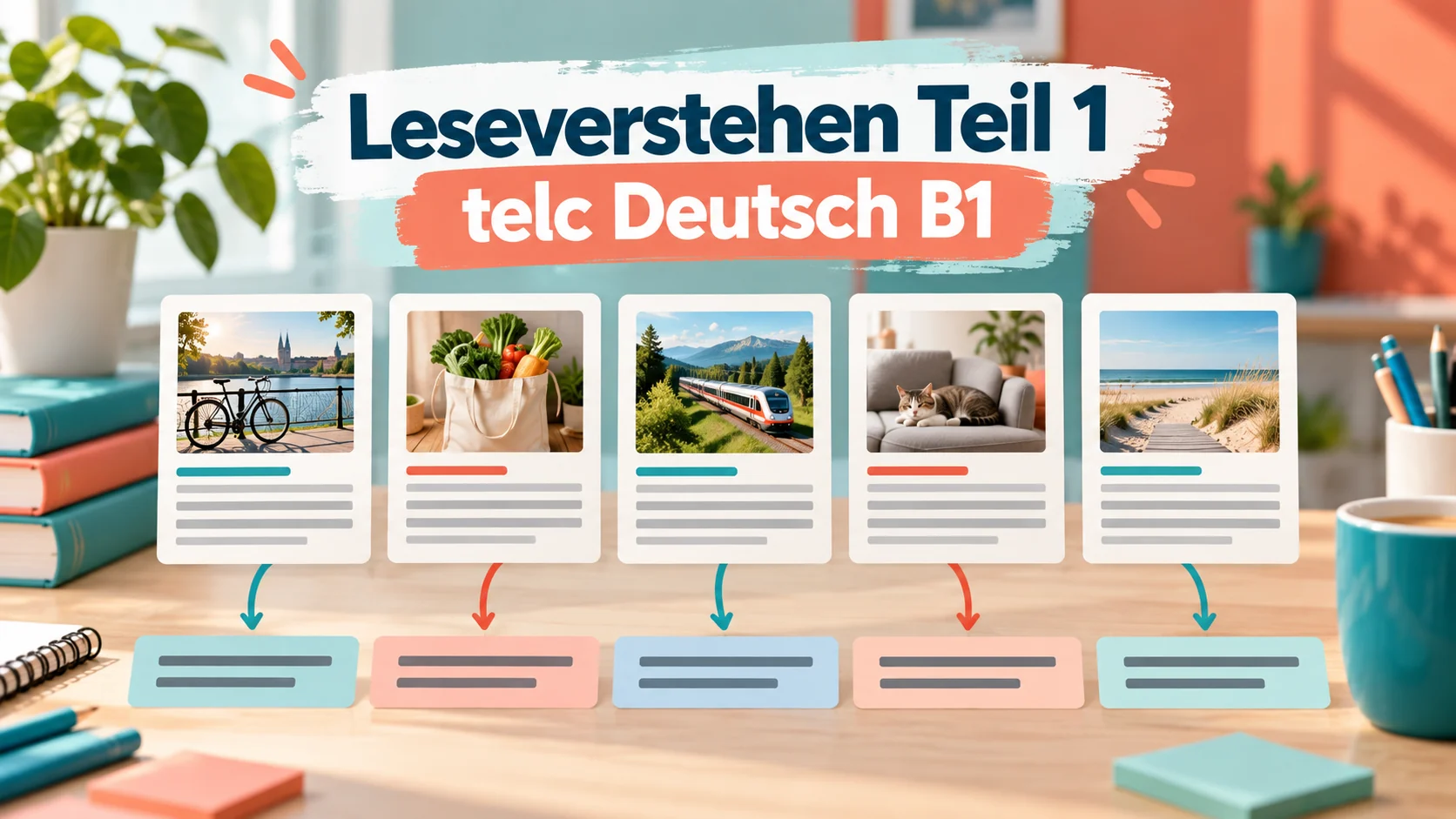 Leseverstehen Teil 1 für telc Deutsch B1: fünf Texte passenden Überschriften zuordnen