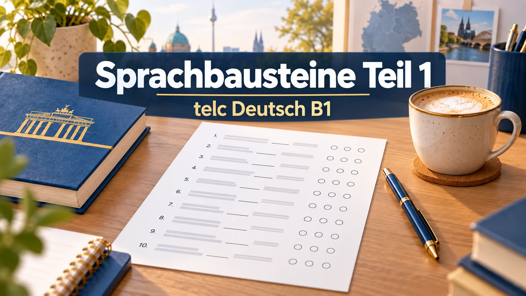 Sprachbausteine Teil 1 – telc Deutsch B1: Übungsblatt mit zehn Multiple-Choice-Lücken