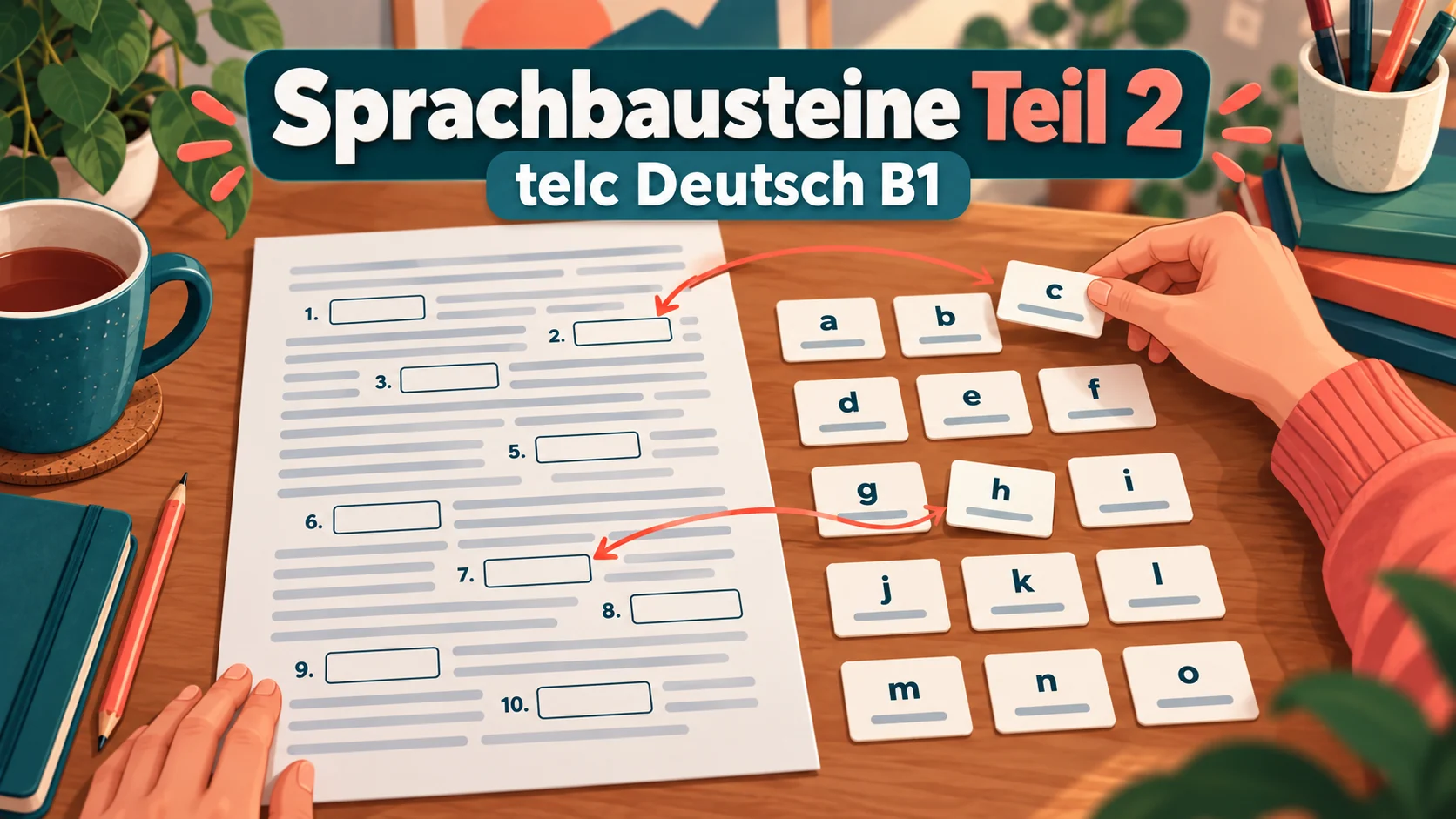 Sprachbausteine Teil 2 – telc Deutsch B1: Lückentext mit Wortbank von a bis o