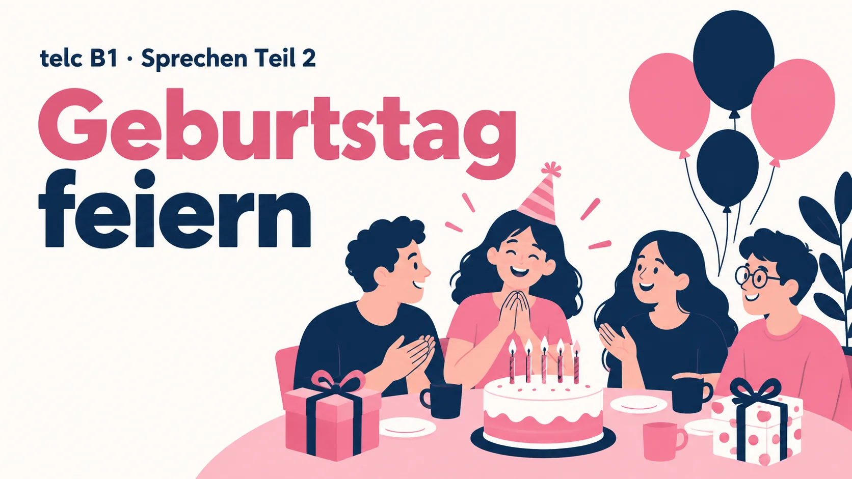 telc B1 Sprechen Teil 2: Geburtstag feiern – zwei Aufgaben mit Lösungen