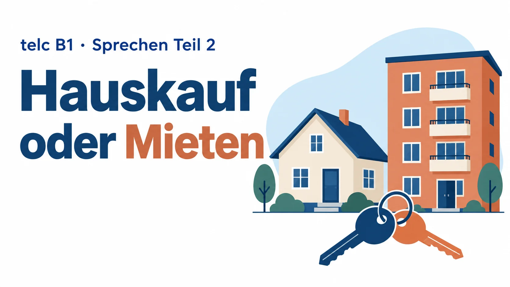 telc B1 Sprechen Teil 2: Hauskauf oder Mieten – zwei Aufgaben mit Lösungen