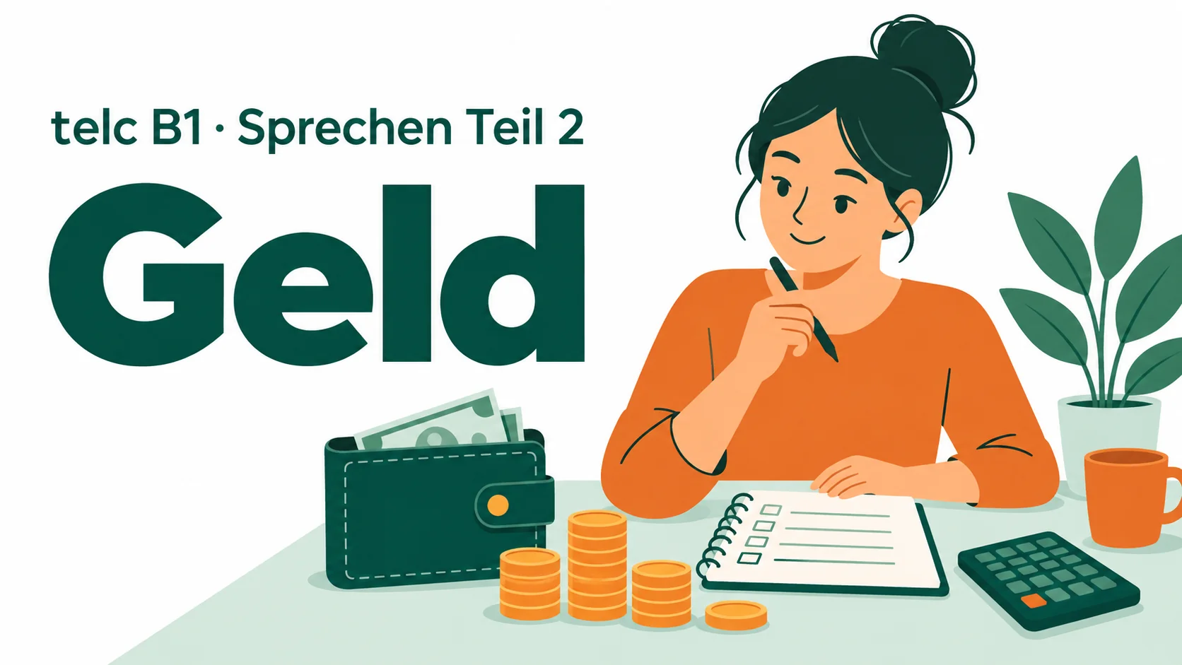 telc B1 Sprechen Teil 2: Geld – zwei Aufgaben mit Lösungen
