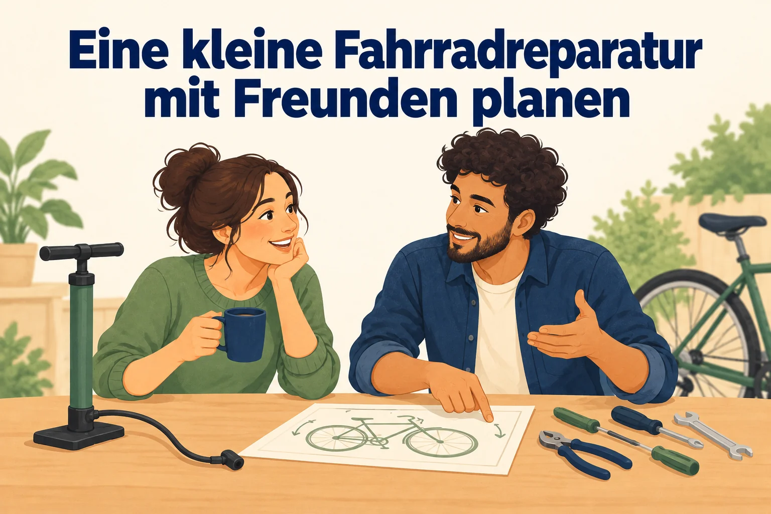 Eine kleine Fahrradreparatur mit Freunden planen – B1 gemeinsam etwas planen
